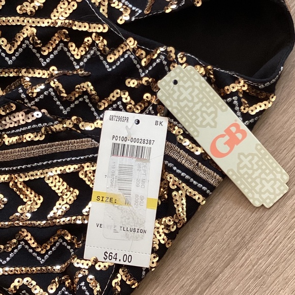 NWT GIANNI BINI GB BLACK AND GOLD SEQUENCE EMBELLISHED COCKTAIL DRESS SZ M - Picture 12 of 16